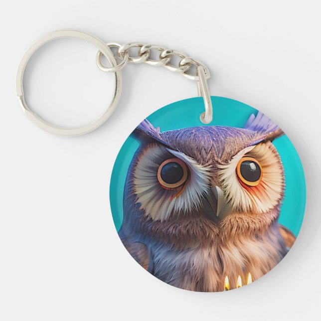 Tro på den underbara (färgstarka Uggla) nyckelkedj (Framsidan)