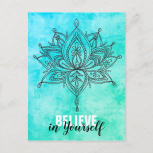 Tro på dig själv Lotus Mandala Turkos Vykort