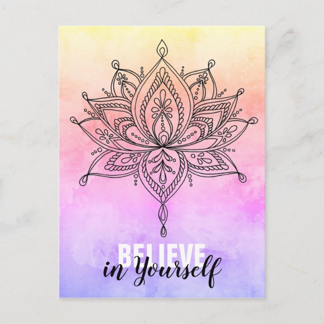 Tro På Dig Själv Lotus Mandala Vykort (Framsida)