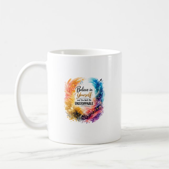 Tro på dig själv Ostoppbar Abstrakt Konst Kaffemugg (Vänster)