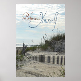 Tro på dig själv (strand, sanddyner, stängsel, hav poster