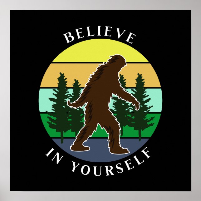Tro på dig själv | Vintage Sunset Bigfoot Poster (Framsidan)
