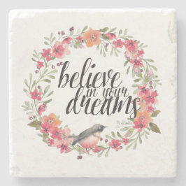 Tro på din Blommigt för Rosa av drömmar Stenunderlägg