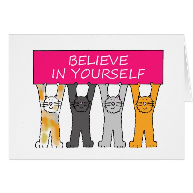 Tro på din egen Cute Tecknad Cats Hälsningskort (Framsidan Horizontal)