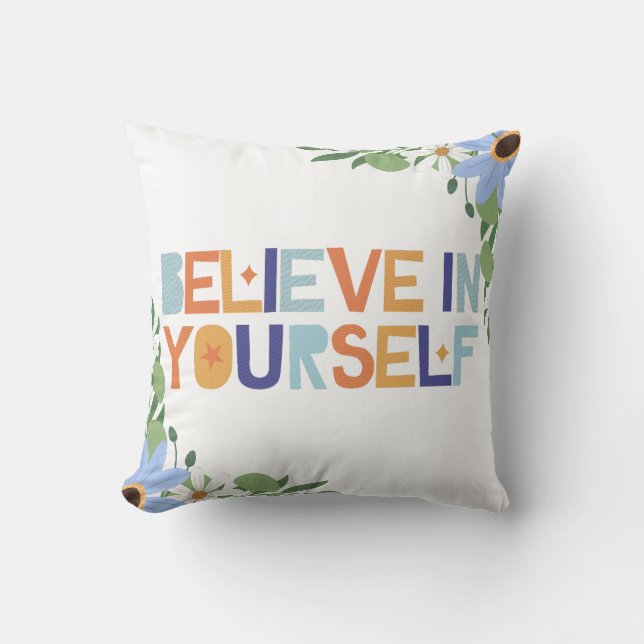 Tro på din egen inspirerande Blommigt-typograf Kudde (Framsida)