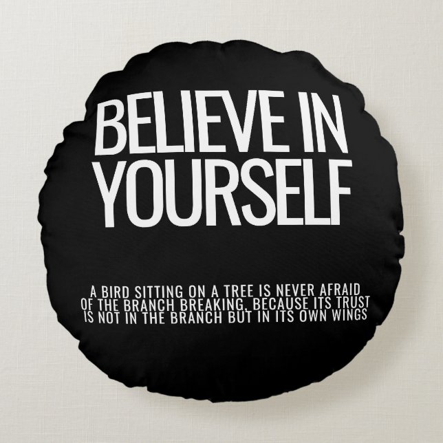 Tro på din inspirationsplan rund kudde (Framsidan)