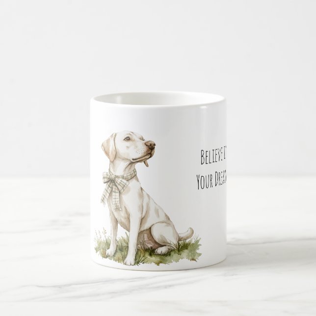 Tro på drömmar hund gröna ränder rosett kaffemugg (Center)