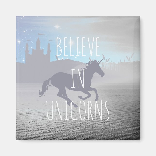 Tro på enhörningar Whimsical konst Magnet (Framsidan)
