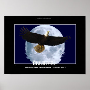 "Tro" på flygande Eagle och Måne! Motiverande kons Poster