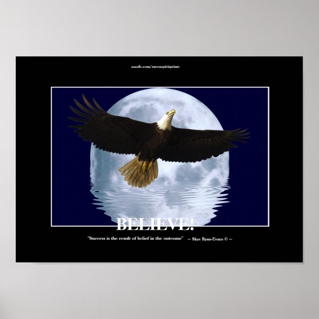 "Tro" på flygande Eagle och Måne! Motiverande kons Poster (Framsidan)
