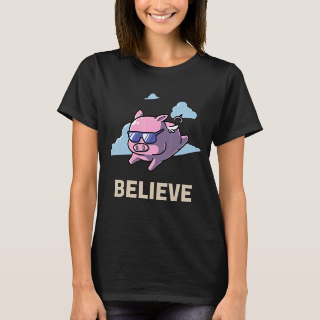 Tro på Gris-Kött-entusiasten Grisar Bacon T Shirt (Framsida)