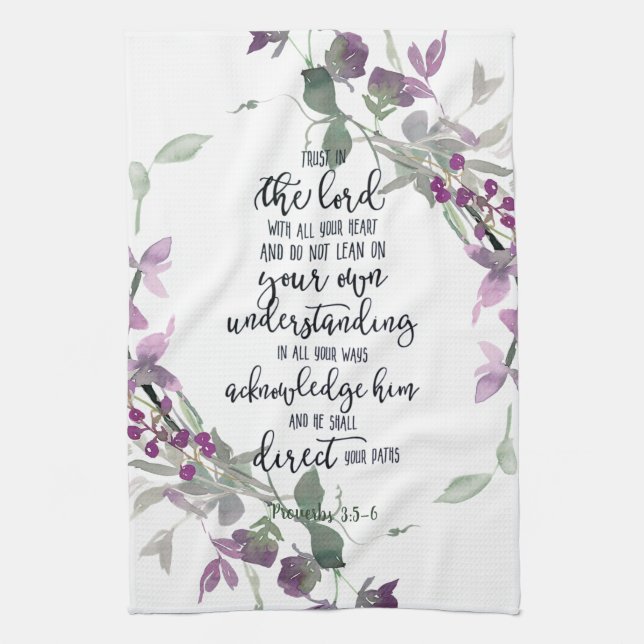 Tro på Herren blommig  Kökshandduk (Vertikal)