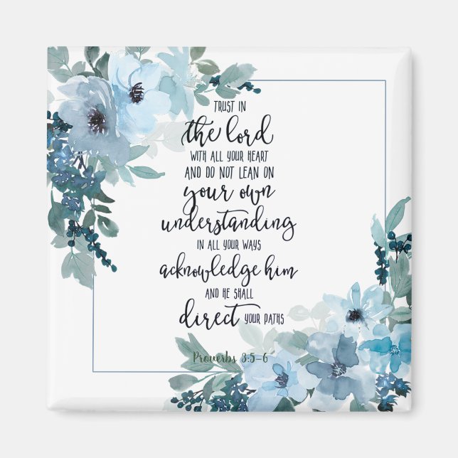 Tro på Herren blommig  Magnet (Framsidan)