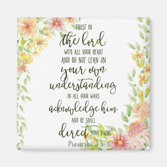 Tro på Herren blommig  Magnet (Framsidan)