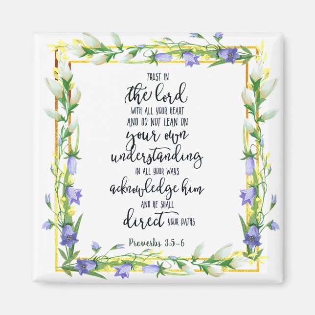 Tro på Herren blommig   Magnet (Framsidan)