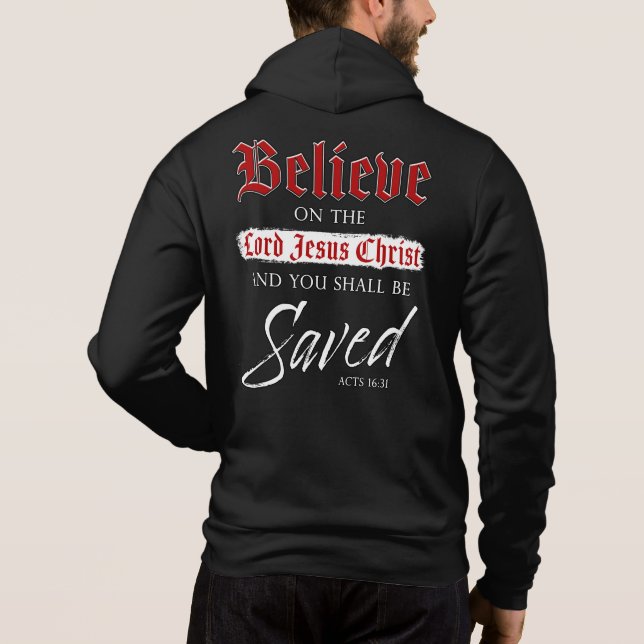 Tro på Herren Jesus Kristus sparade tro T Shirt (Baksida)