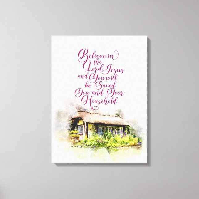 Tro på Herren Jesus och du räddas Canvastryck (Framsida)