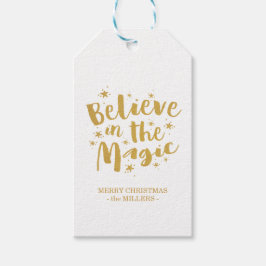 Tro på julen i Magic Rustic Guld Presentetikett