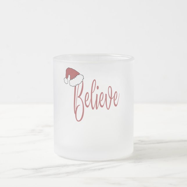 Tro på julen med rött tomten Hat Frostad Glasmugg (Center)