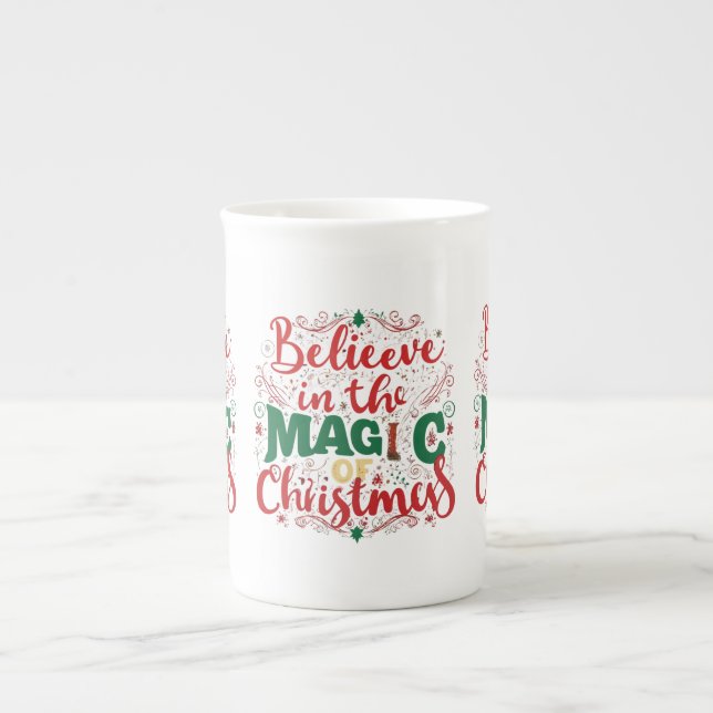 Tro på julens magi - Bone China Mugg Benporslin Mugg (Framsidan)