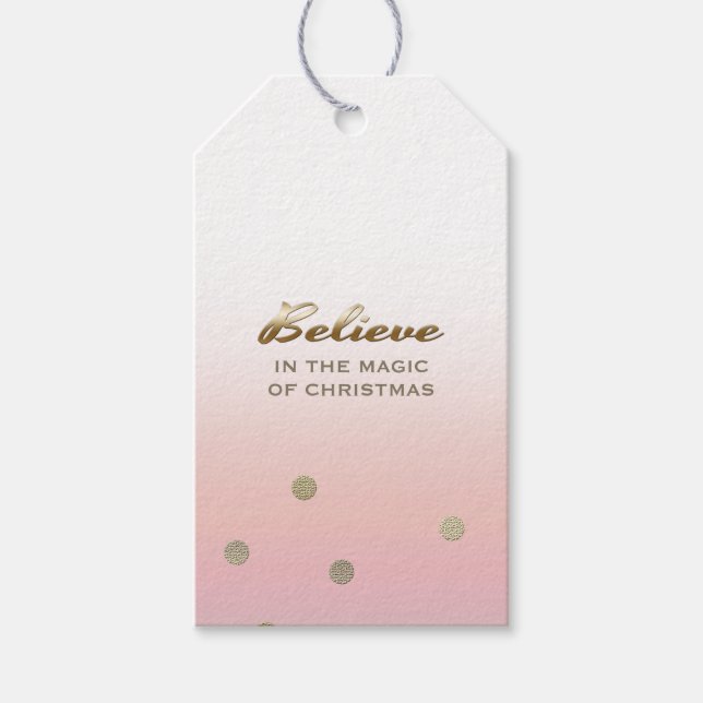 Tro på julens magi.  Rosan Guld Presentetikett (Framsidan)