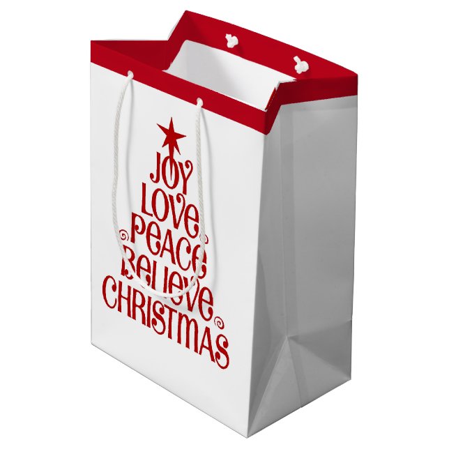 Tro på julklapp Bag-Joy Kärlek Peace (Baksidan Vinklad)