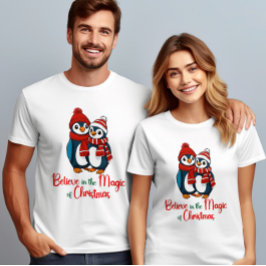 Tro på julpenguins magi t shirt