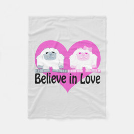 Tro på Kärlek! Cute Yetis Fleecefilt