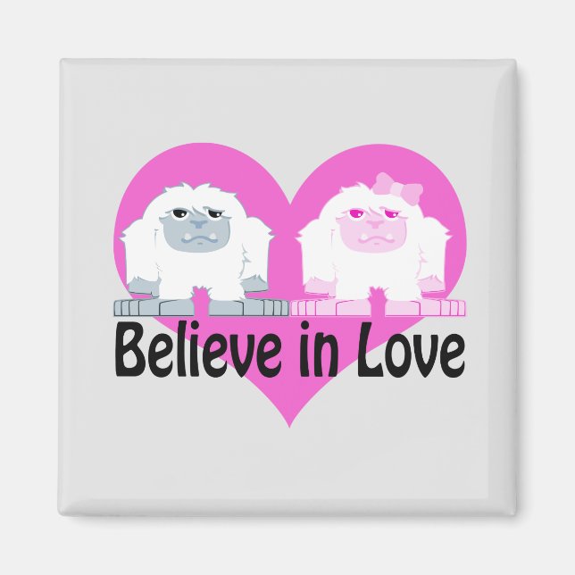 Tro på Kärlek! Cute Yetis Magnet (Framsidan)