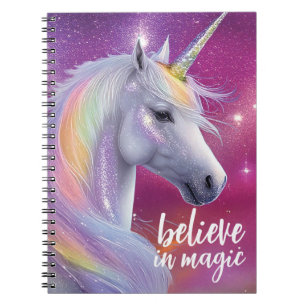 Tro på magi Pretty Rainbow Glitter Enhörning Anteckningsbok