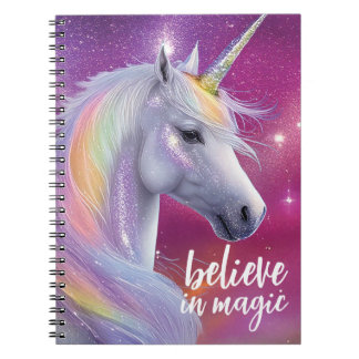 Tro på magi Pretty Rainbow Glitter Enhörning Anteckningsbok