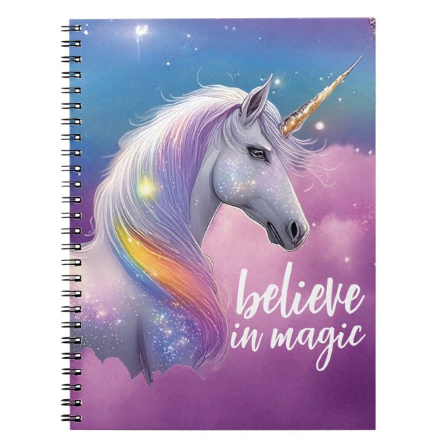 Tro på Magic Glitter Unicorn Cosmic Fantasy Anteckningsbok (Framsidan)