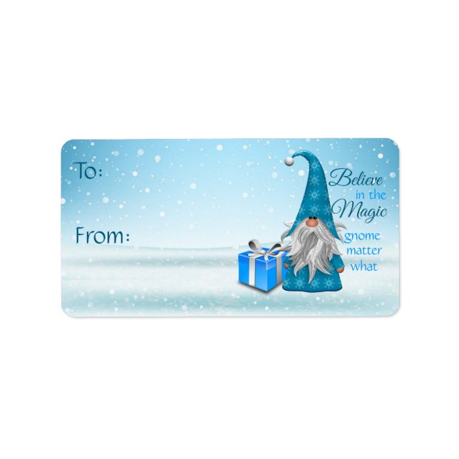 Tro på Magic Gnome Gift-Märkrna Adressetikett (Framsidan)