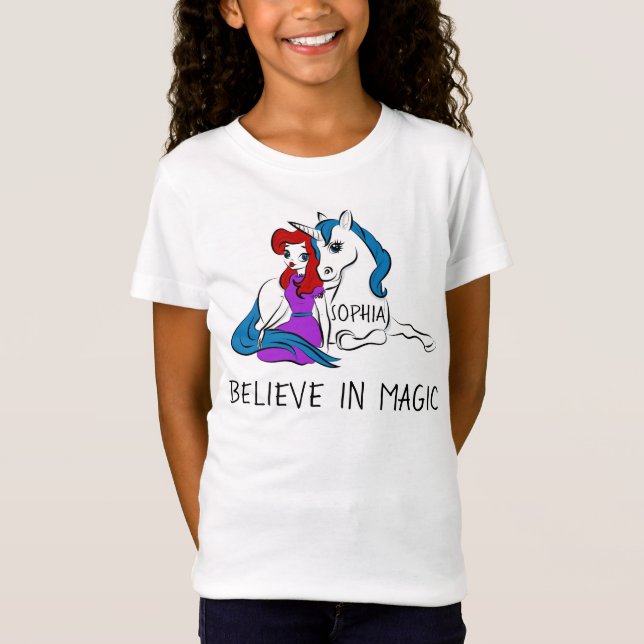 Tro på Magic Princess och Unicorn T Shirt (Framsida)