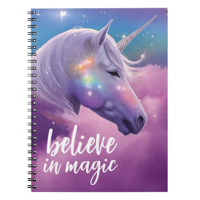 Tro på Magic Unicorn Cosmic Fantasy Journal Anteckningsbok (Framsidan)
