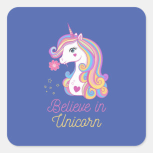 Tro på Magic Unicorn Fyrkantigt Klistermärke