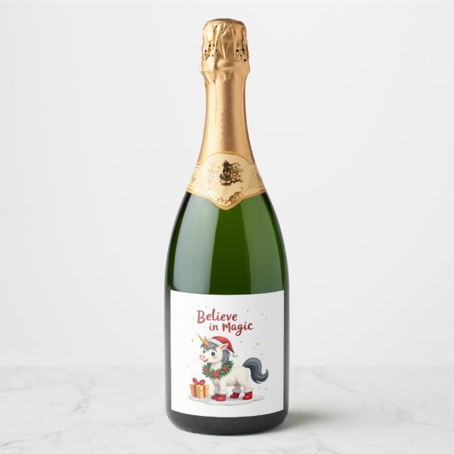 Tro på magisk firande enhörning som bär jul (Framsida)