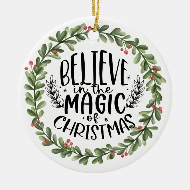 Tro på magiska vattenkransar julgransprydnad keramik (Framsidan)