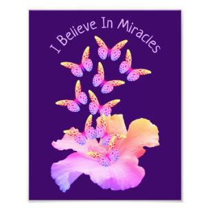 Tro på Miraceae Hibiscus Flower Butterflies Fototryck