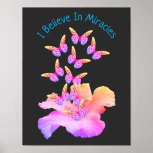 Tro på Miraceae Hibiscus Flower Butterflies Poster