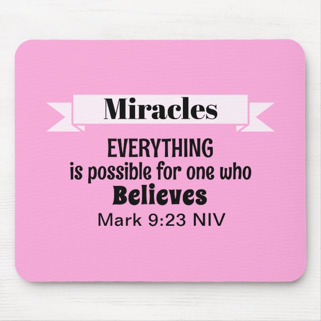 Tro på Miracles Bible Verse Rosa Christian Musmatta (Framsidan)