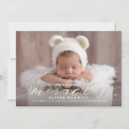 Tro på Miracles Faux Foil Birth Notice Meddelande