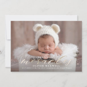 Tro på Miracles Faux Foil Birth Notice Meddelande