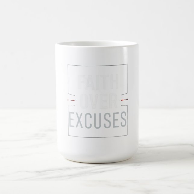 Tro På Över Excuses Gym Motivation – Kristet Disk Magisk Mugg (Center)