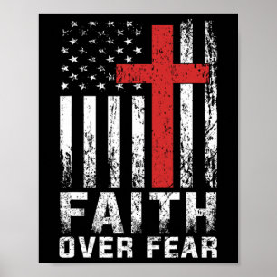 Tro På Över Rädsla Kristall Amerikansk Flagga Kvin Poster