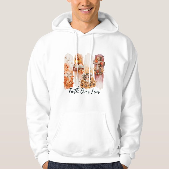 Tro På Över Rädsla Psalm 23:4 Höst Tröja Hoodie (Framsida)