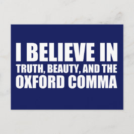 Tro på Oxford Comma Humor Vykort