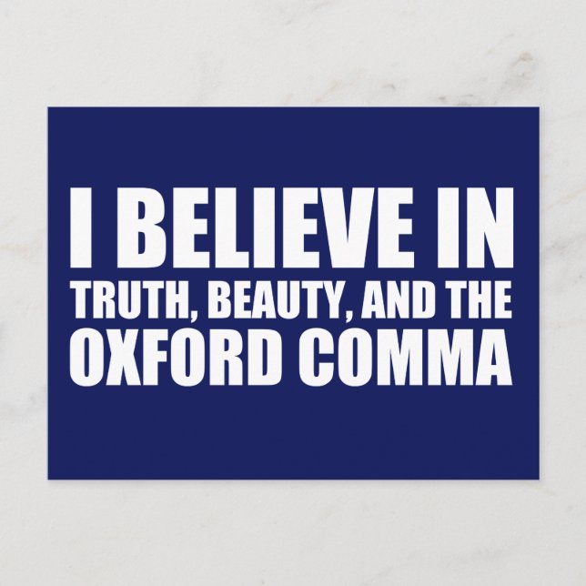 Tro på Oxford Comma Humor Vykort (Framsida)