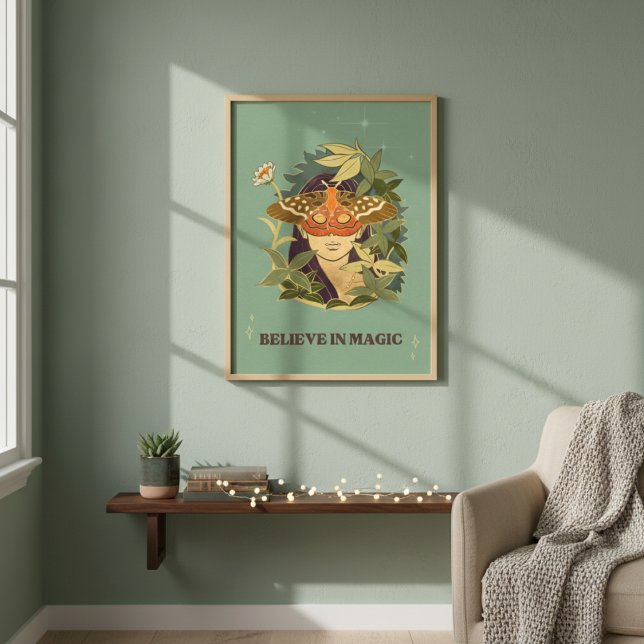 Tro på Poster av magiska fjäril (Believe In Magic Butterfly Poster)