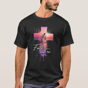 Tro på rädsla Jesus står på vatten Jesus Saves T Shirt